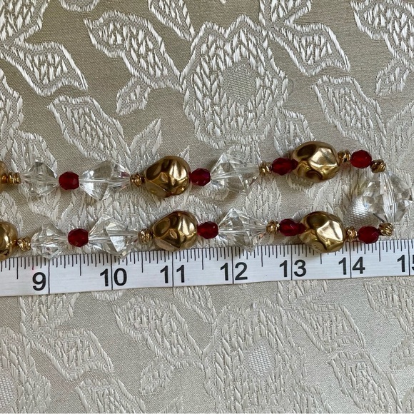 Vintage Red Clear Gold Mid-Century 60's Necklace - Picture 10 of 12